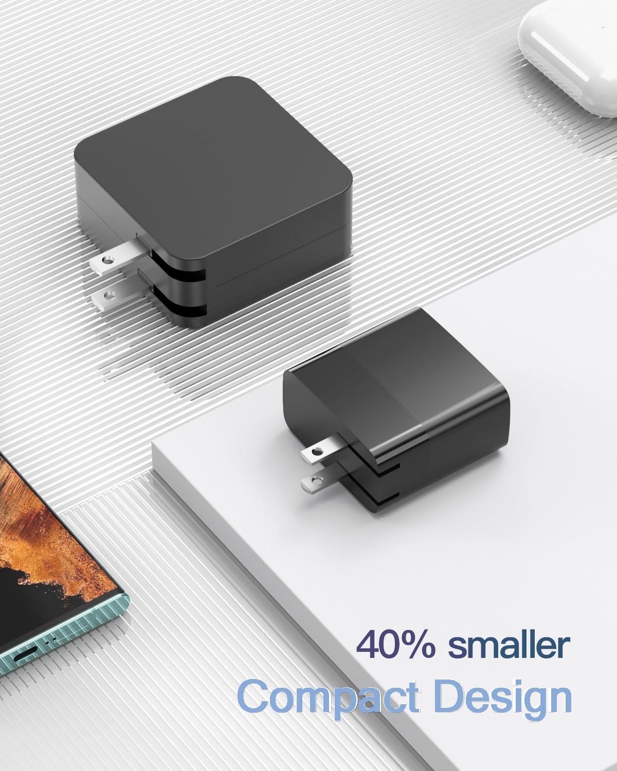 Mini Foldable Charger Fit for Samsung Chromebook, Chromebook 4 4+ XE310XBA, XE350XBA – Ideal for School & Travel Use