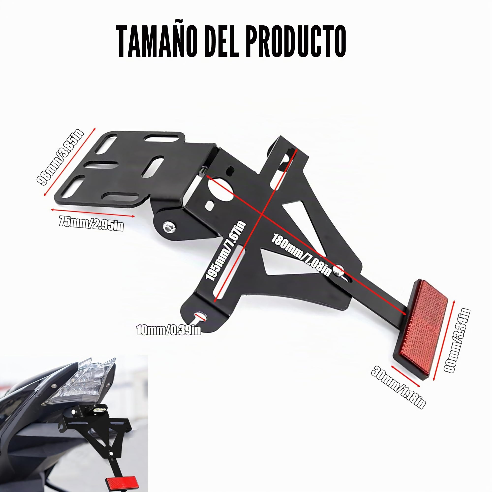 Soporte de matrícula universal para moto, con iluminación LED y intermitente, ángulo ajustable, aluminio, adecuado para CB650R/CBR650R, YZF R1, R3, R6, R25 MT-07 (normal)