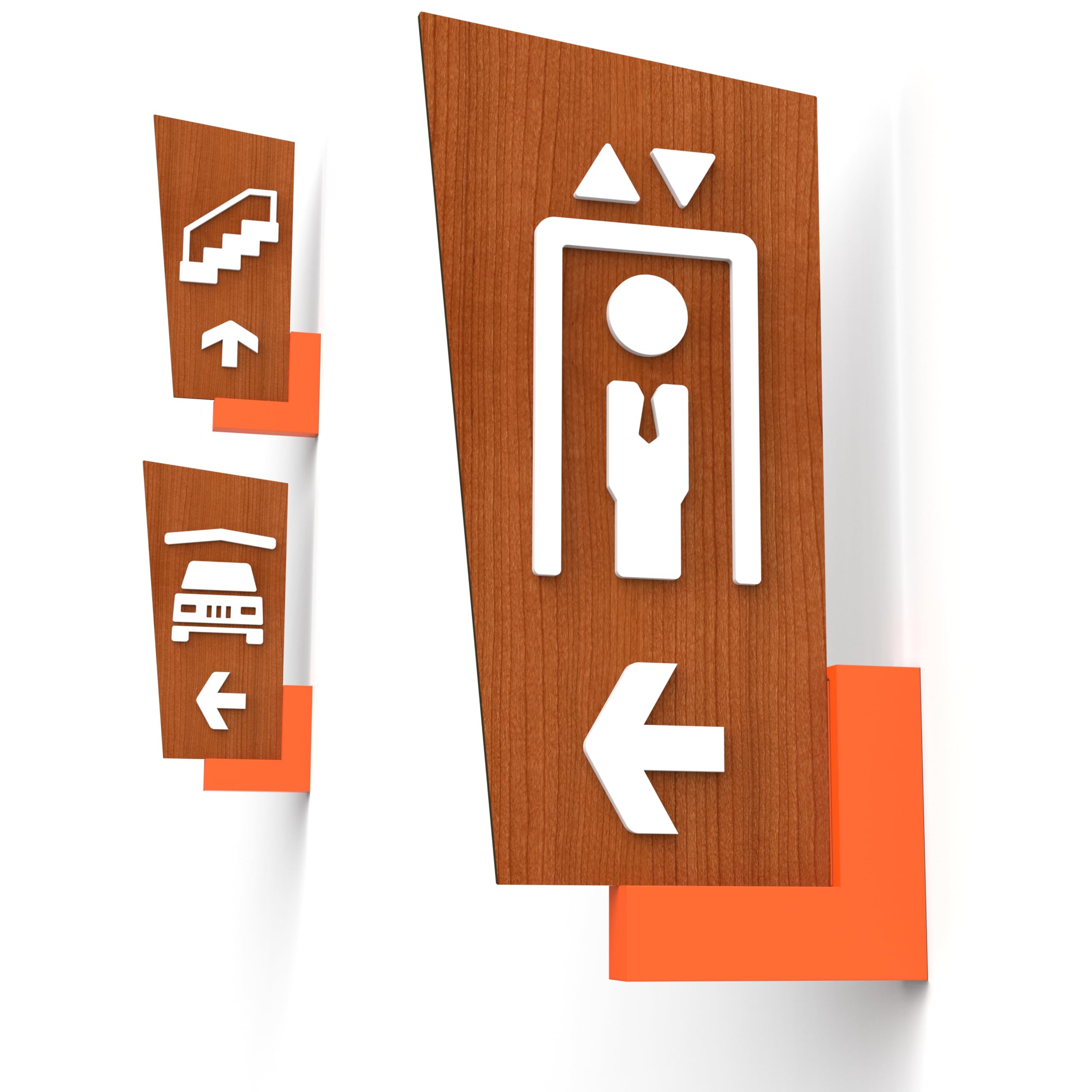 Set de 3 Señales Direccionales Personalizables – Cartel Ascensor, Escaleras, Garaje – Carteles de Pared Doble Cara con Flechas Adhesivas para Hoteles, Oficinas, Tiendas