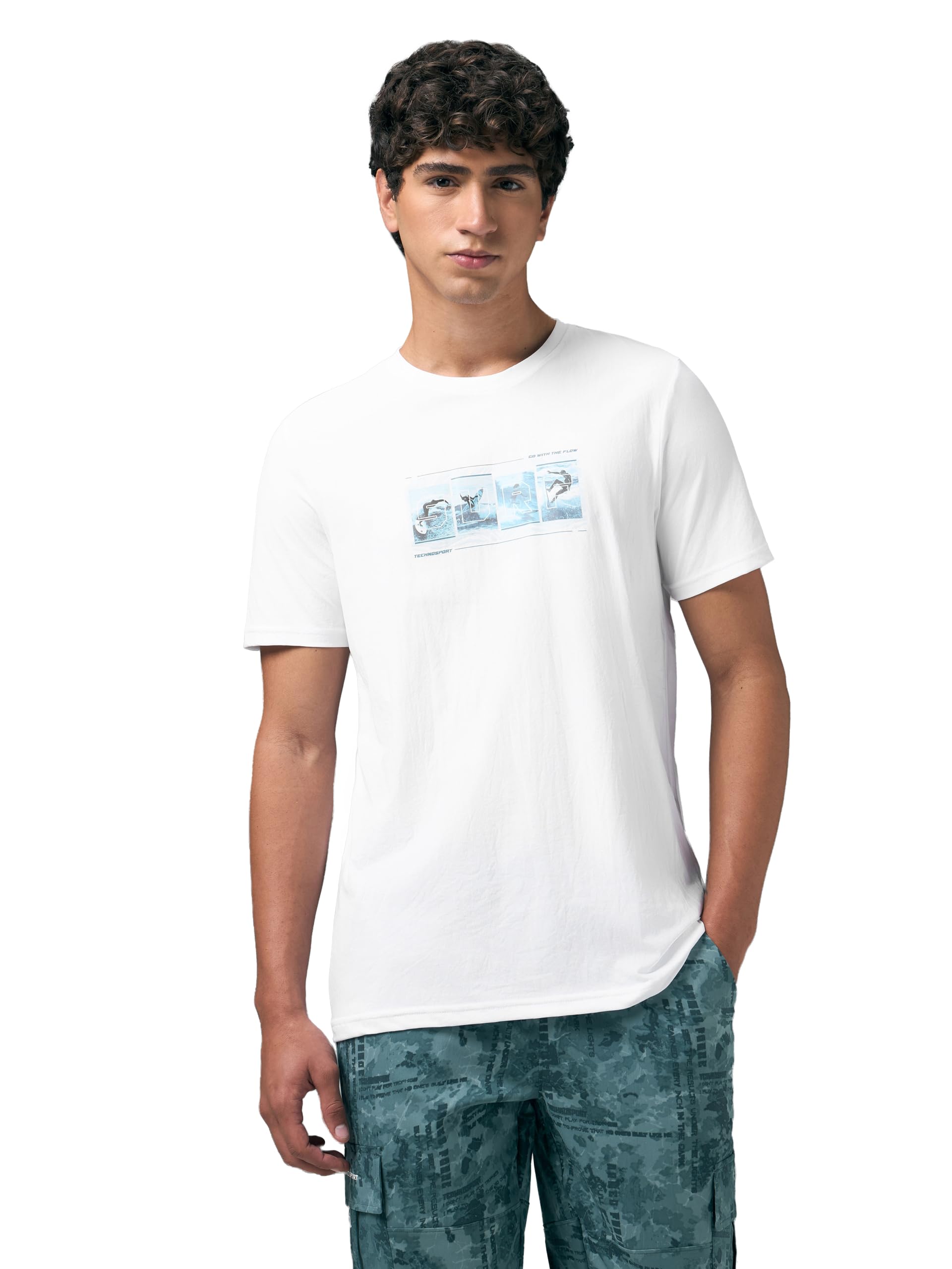 technosport Men's Slim Fit Graphic Print Crew Neck Half Sleeve Cotlex T-Shirt for Gym, Workout, Sports & Running-picture-13