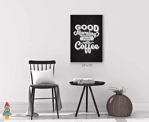 Miniatura 3 de HB Art Design Good Morning Starts with Coffee Retro Style Quote Canvas Print Wall Art Coffee Bar Decor Coffee Signs Kitchen Wall Decor Dining Room