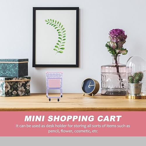 Miniatura 4 de Gadpiparty Carrito de compras para niños, mini carrito de compras, carrito de supermercado, cesta de almacenamiento de escritorio, accesorios para