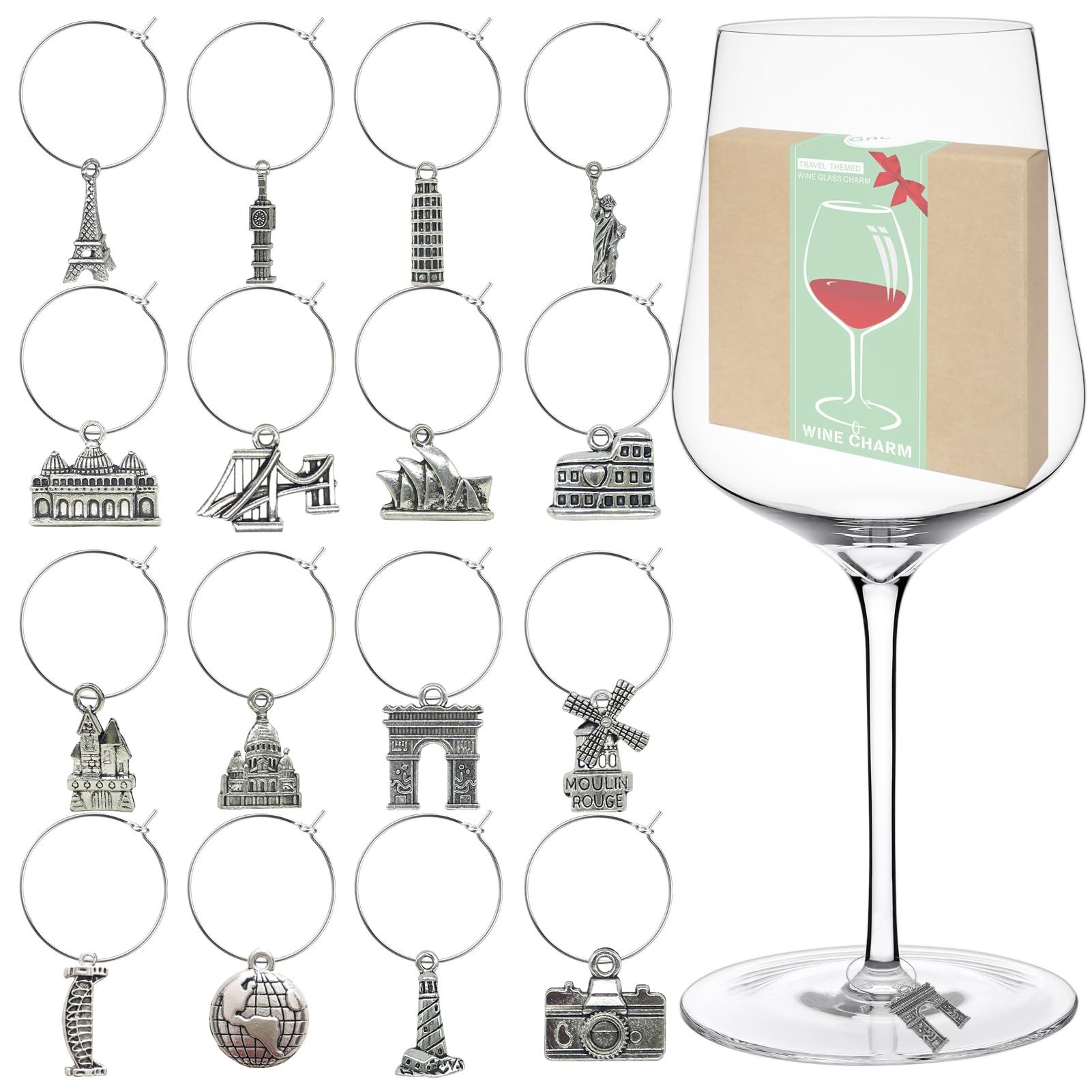 30 Marqueurs Pour Verres à Vin - Breloques émaillées Avec Anneaux, Idéales Pour Soirées, Mariages, événements - 8