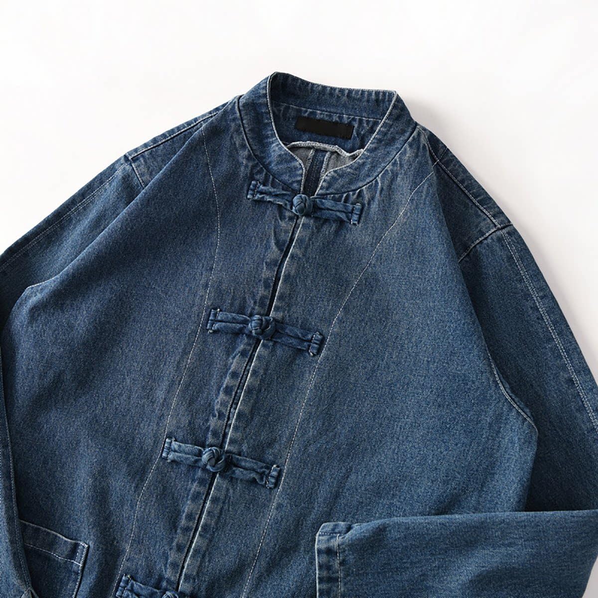 Veste Jean Femme Manteau Femme Veste Printemps Boutons Grenouilles Manteau Col Mao