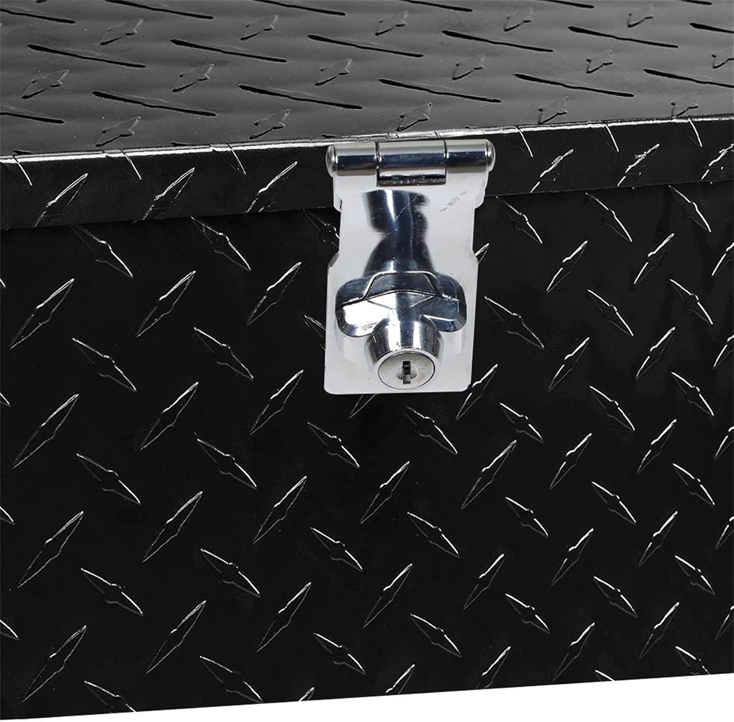 Silscvtt 20 * 12 * 9.6 Inch Black Aluminum Diamond Plate Tool Box with Key Locks - Durable Pickup Truck Toolbox