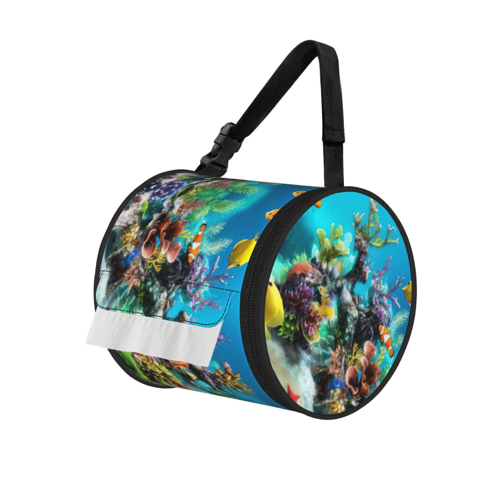 Tropical Fish Print Fashion Tissues Organizer Box, Hanging Tissue Holder For Purse Coins For Car Office Daily Outing