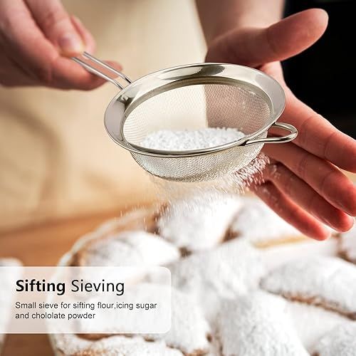 Miniatura 5 de D Colador de malla fina en forma de cono de acero inoxidable para tamiz de cocina con mango largo, colador de cóctel, coladores pequeños para té
