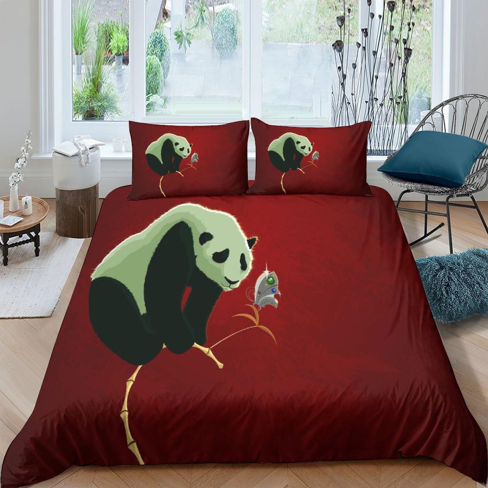 Housse de couette panda géant en microfibre premium lit 220x240 cm