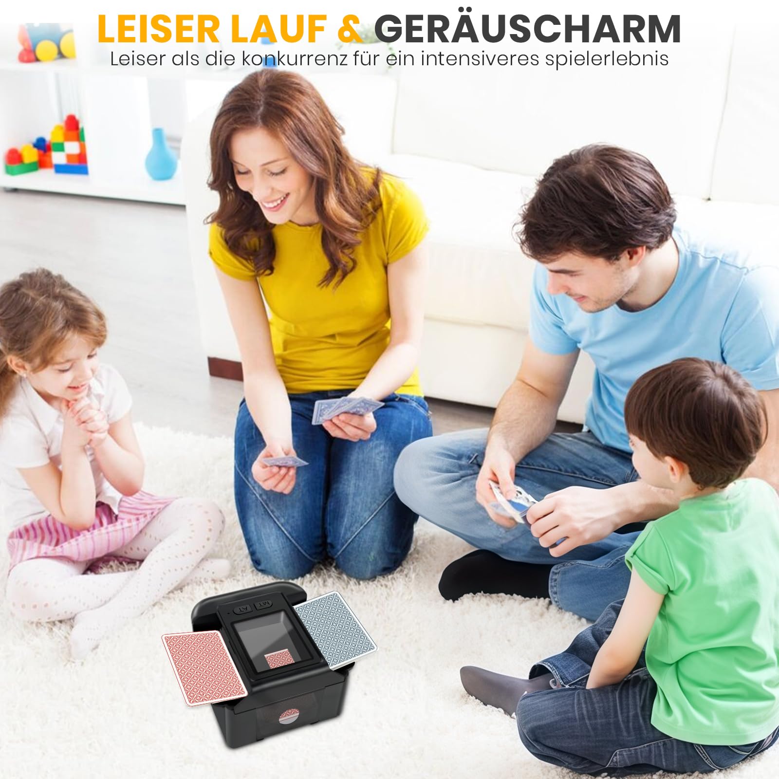 TOFFCAEA Automatischer Kartenmischer, mit 2000mAh wiederaufladbarer eingebauter Batterie für 2 Kartensätze, für Kartenspiele, Texas Hold'em, Poker, Heimkartenspiele, Blackjack (Schwarz) - 3