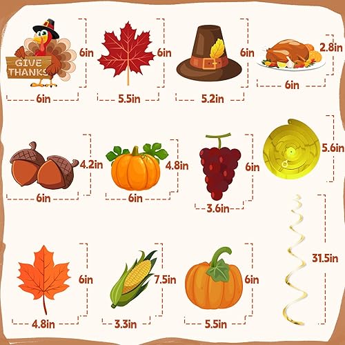 Miniatura 5 de 42 piezas de decoraciones de Acción de Gracias, pancarta de Acción de Gracias con remolinos colgantes y guirnalda de hojas de arce para interiores,