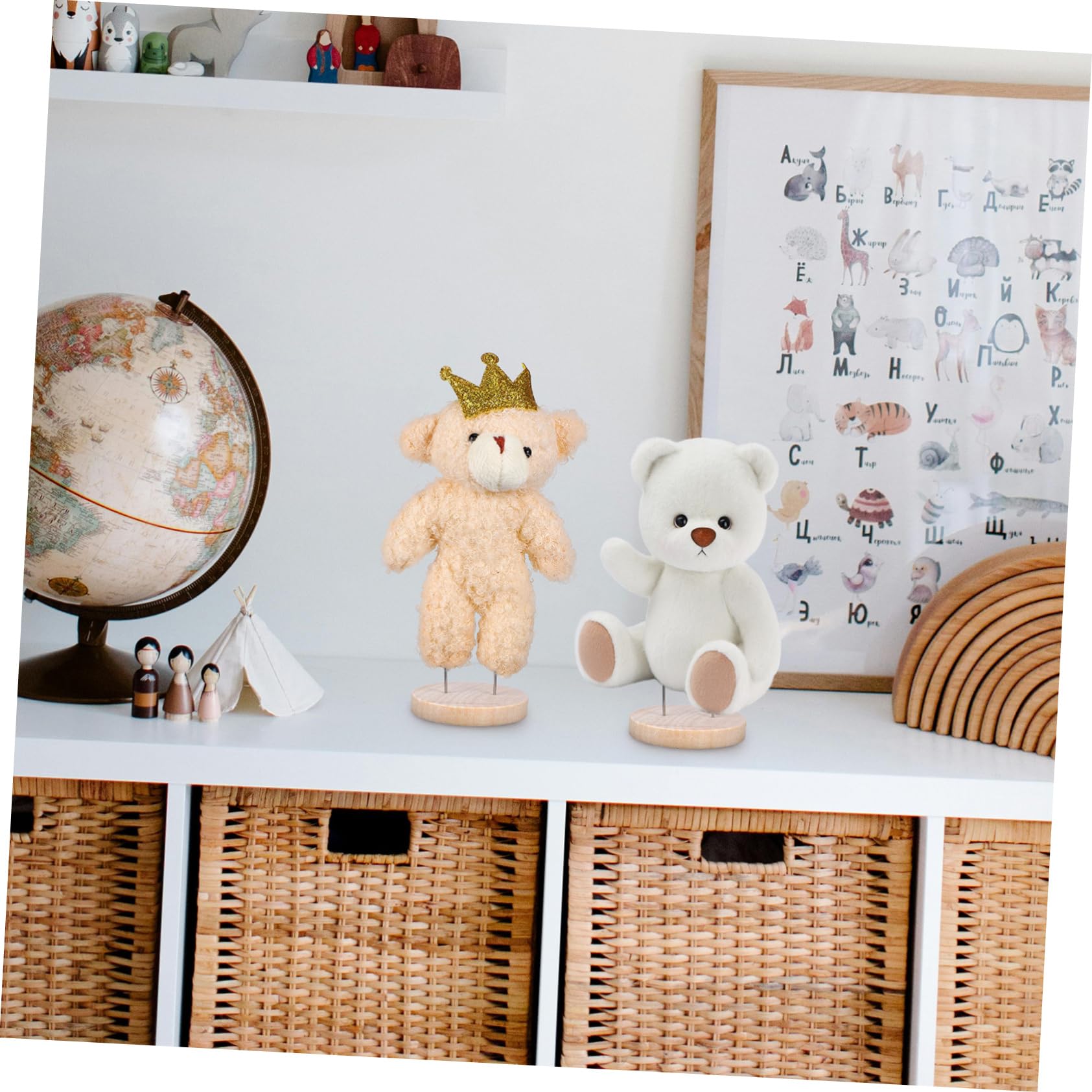 STOBOK 4 Sätze Puppenbasis Puppenständer Displayhalter Wiedergeborene Babypuppen Puppenwagen Puppenkleidung Puppenhauszubehör Puppennadel Miniatur Stehpuppe Hölzern 6 Stück * 4