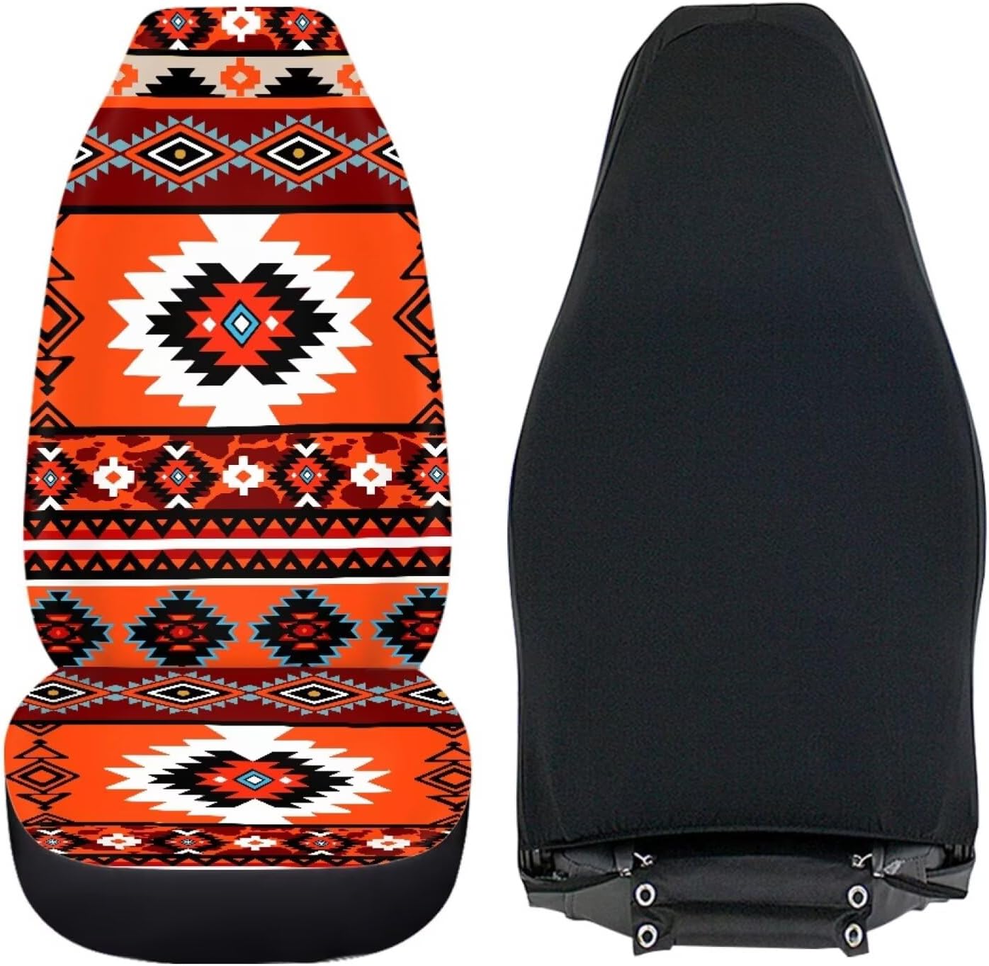 Orange Aztec Print Car Seat Cover Universal Front Seats Covers Fit for Most Cars,SUVs,Sedans,Trucks or Van,2PCs