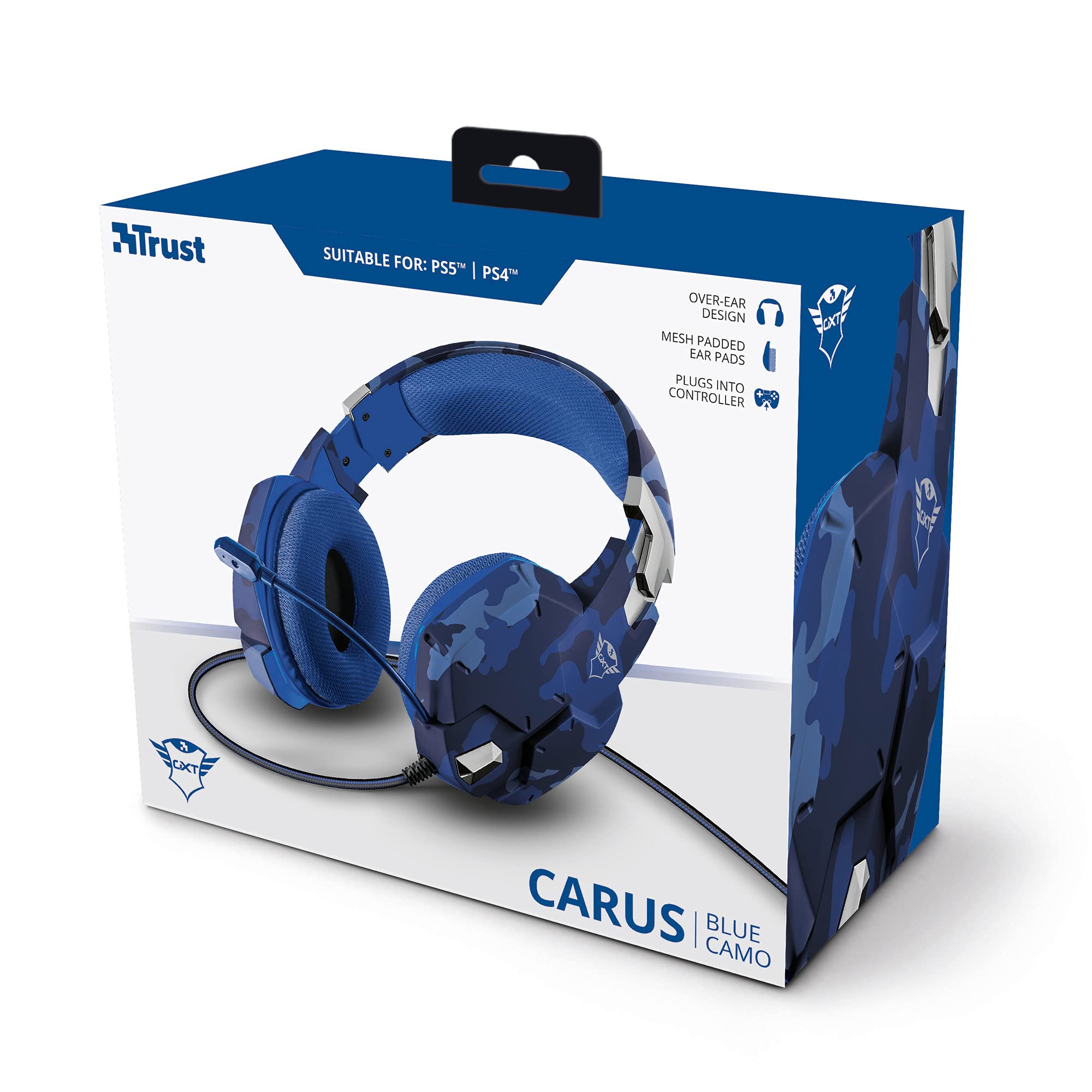 Trust Gaming 23249 Headset GXT 322D für PS4 und PS5 - Carus Kabelgebundene Gaming-Kopfhörer mit Flexiblem Mikrofon für PlayStation 4 und 5 - Blau, Medium