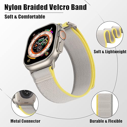 Miniatura 4 de HITZEE Compatible con Apple Watch Band de 1.929 in, 1.772 in, 1.732 in, 1.654 in, correas trenzadas de nailon suave, correa deportiva ajustable