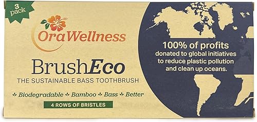 Miniatura 6 de OraWellness Cepillo de dientes de bambú, cepillo sostenible, cepillo de dientes de bajo ecológico con 3 filas, cepillo de dientes de madera