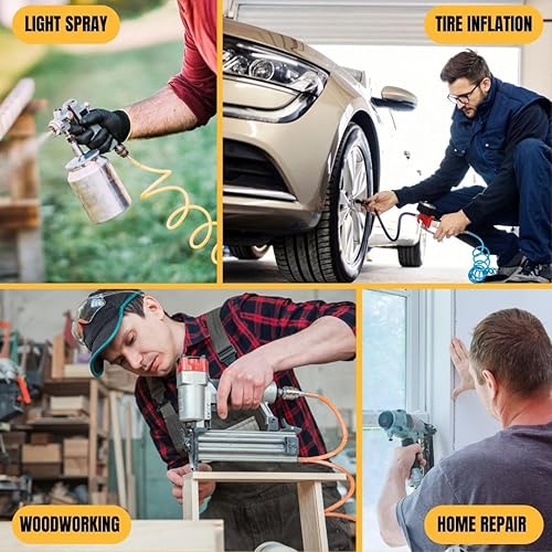 Miniatura 7 de Compresor de aire ultra silencioso portátil, 60 dB, compresor de aire silencioso y eléctrico para neumáticos de coche y bicicleta, pistola de clavos