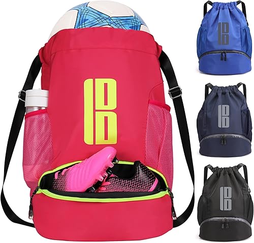 Miniatura 7 de brooman Bolsas de fútbol juveniles para niños y niñas, para fútbol, baloncesto, voleibol y mochila de fútbol