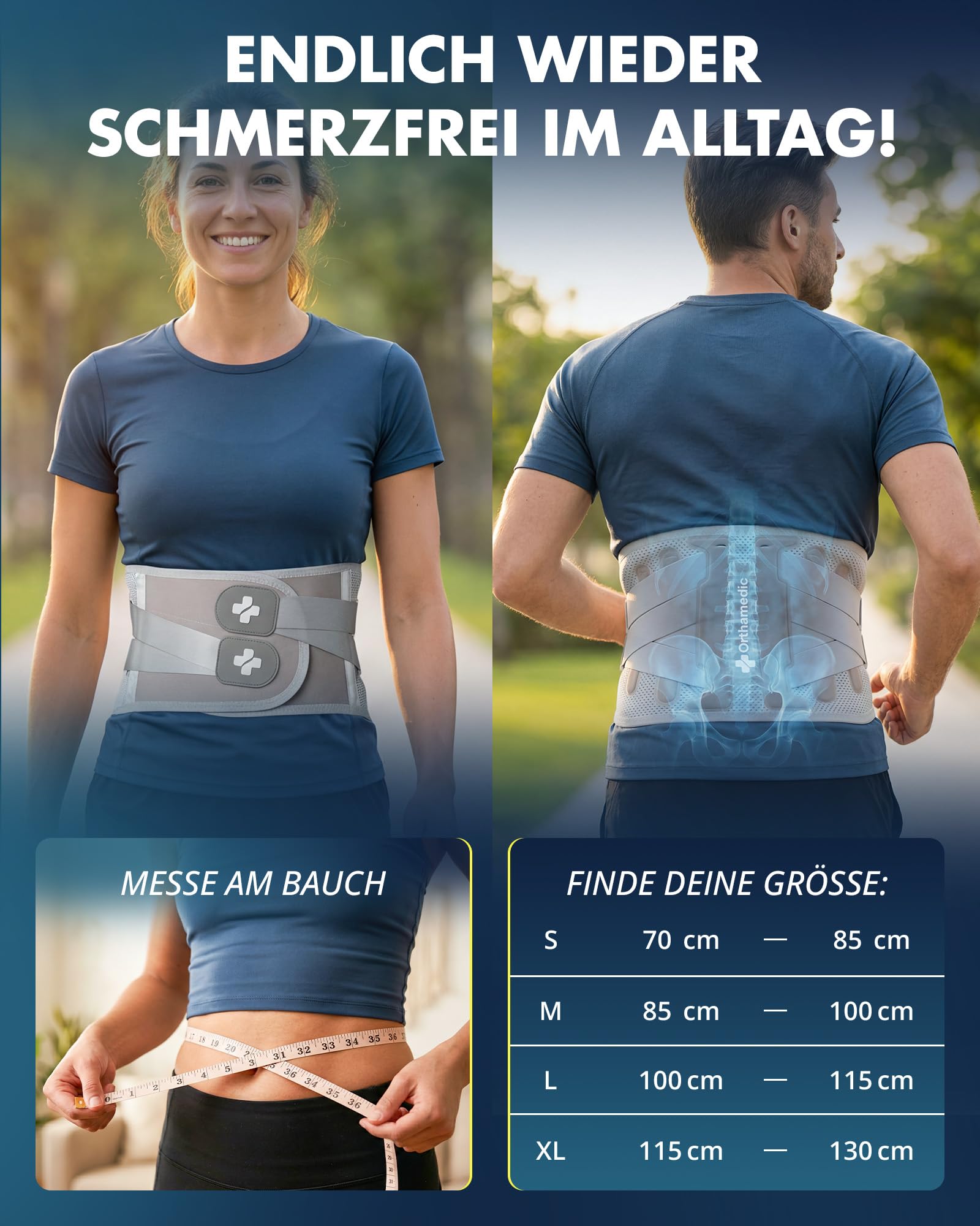 Rückenstützgürtel | Orthopädisch | Atmungsaktive Rückenbandage Herren & Damen | Nierengurt bei Bandscheibenvorfall, Ischias & Rückenschmerzen | Lendenwirbelstütze Gürtel