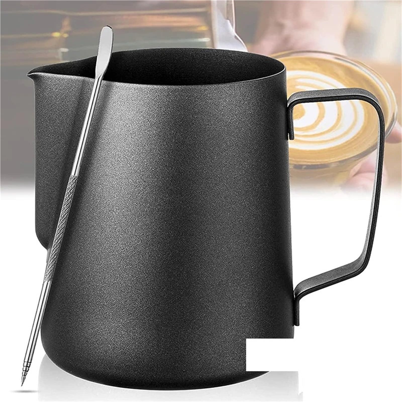Jarra de espuma de leche de acero inoxidable, 2 uds., jarra humeante con escala for capuchinos, Latte Art Para café(600ML Silver)