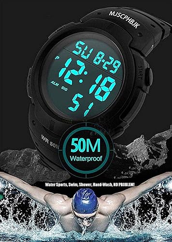 Miniatura 5 de MJSCPHBJK - Reloj deportivo digital para hombre pantalla LED impermeable relojes militares de cara grande y reloj electrónico resistente del