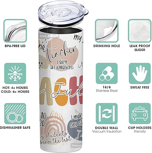 Miniatura 4 de LASFOUR Vaso personalizado para profesores con tapa, regalos para profesores de jardín de infantes de parte de los estudiantes, regalos de la semana