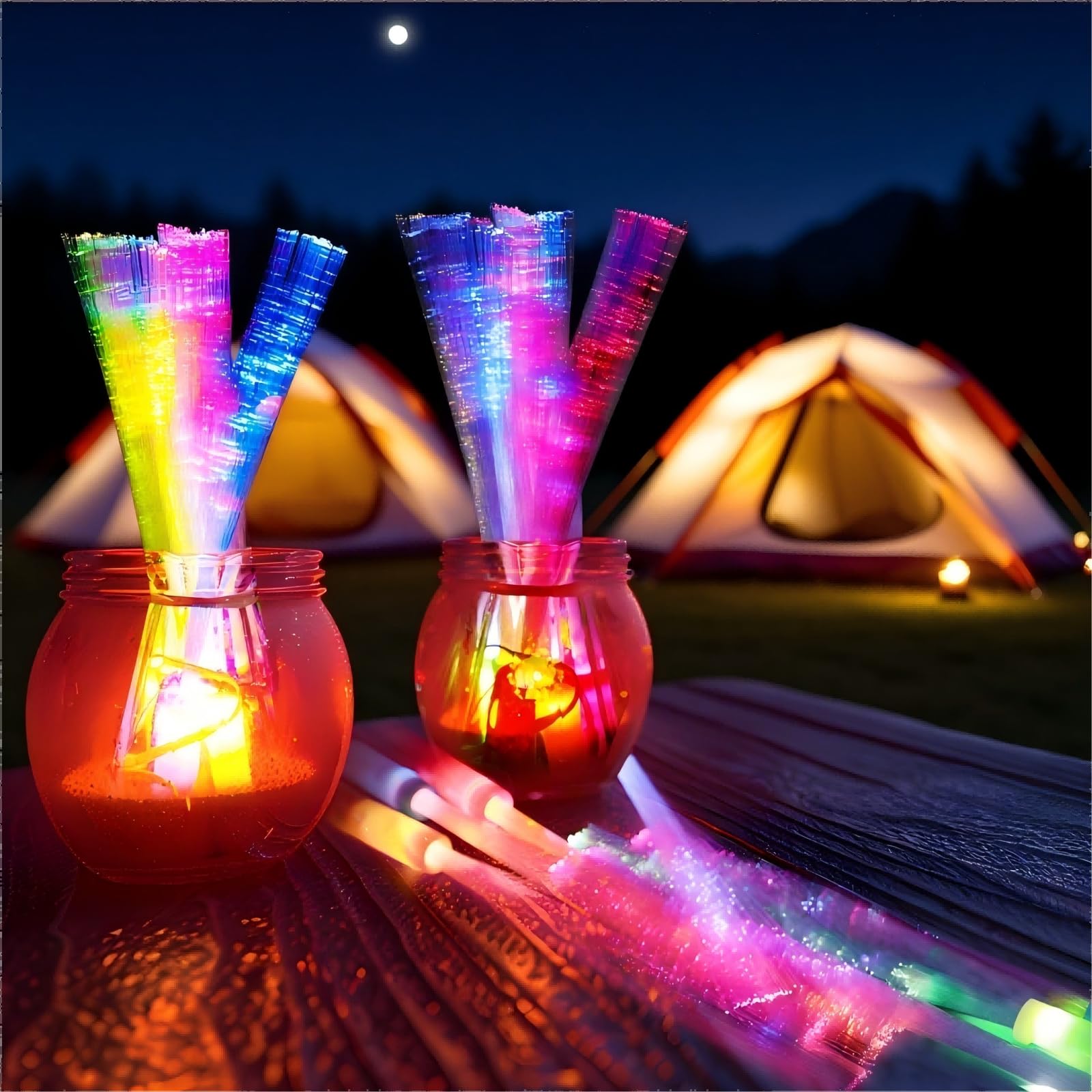 KIMIMARA Bastoncini Luminosi in Fibra - 12 Bastoncini Luminosi a LED Colorati con Batterie, Giocattoli per Feste per Bambini per Feste Notturne, Discoteche, Concerti, Club, Carnevali, Matrimoni