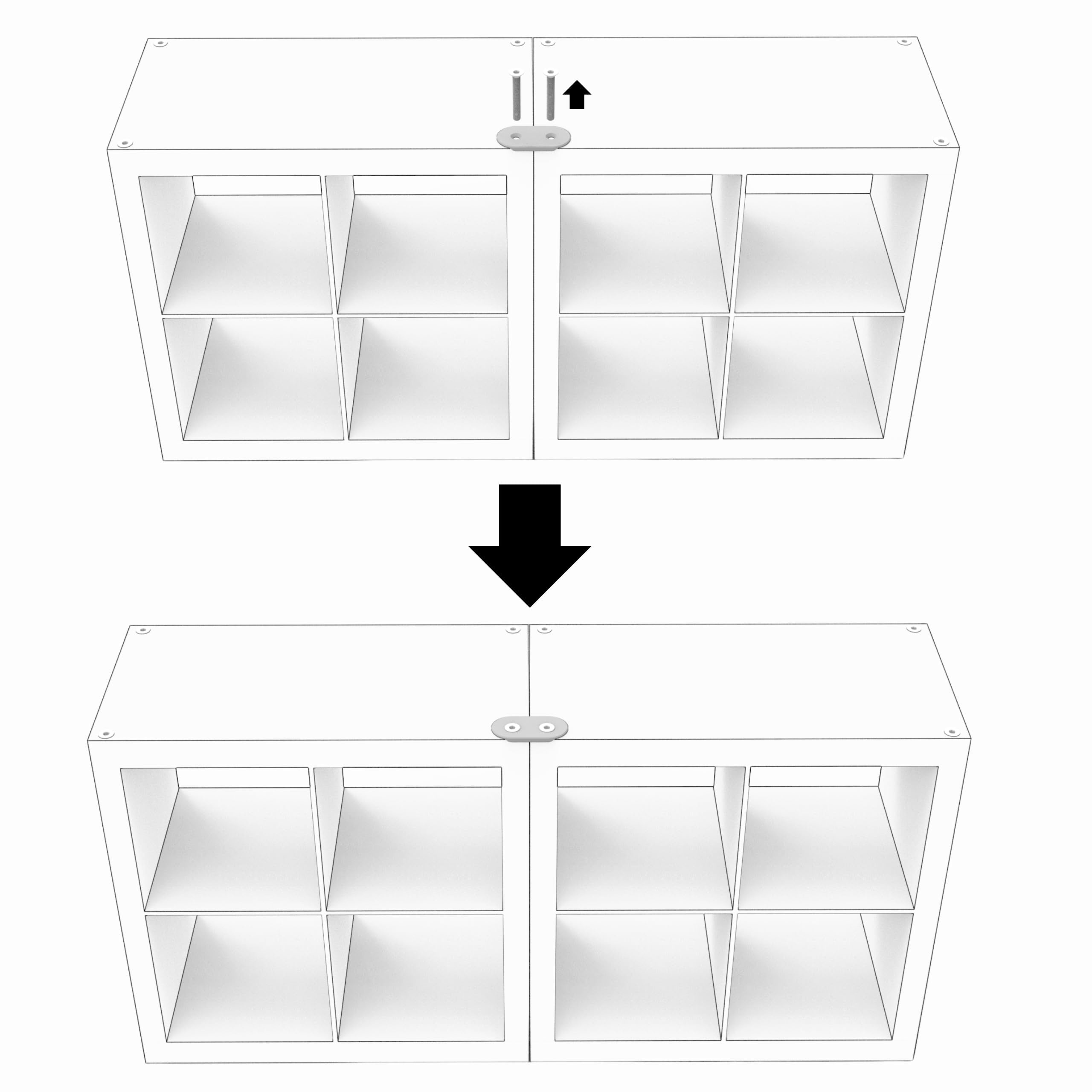 Sintrix Fab Connectors Compatible with IKEA Kallax Shelf, Connecting Element for 2 or 4 Kallax Shelves, Sturdy Connection - Image 3