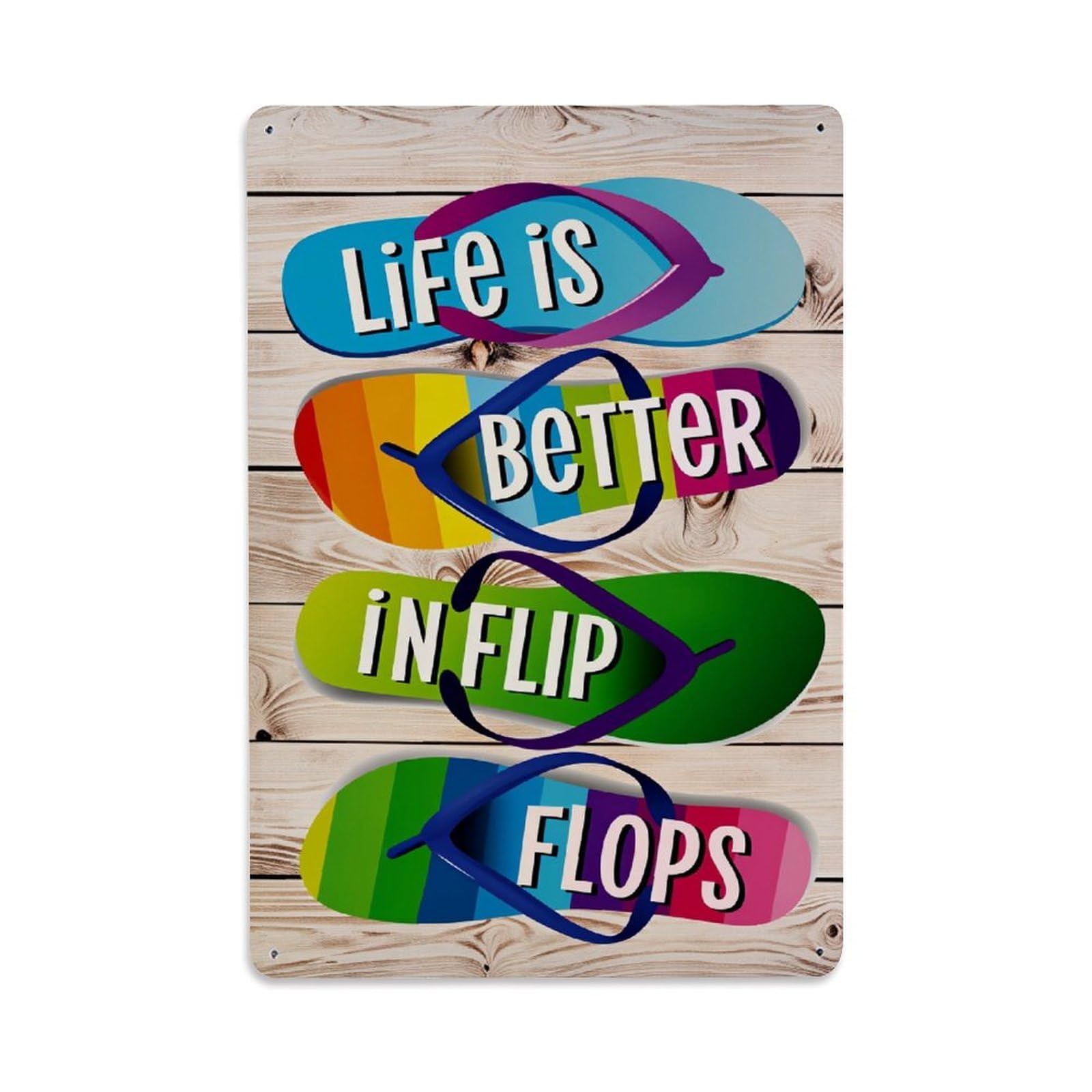 Enderetf Vintage Life Is Better In Flip Flops Tin Sign Metal Poster, Home Bar Garage Man Cave Cafe Indoor & Outdoor Wall Decoration 8X12inches