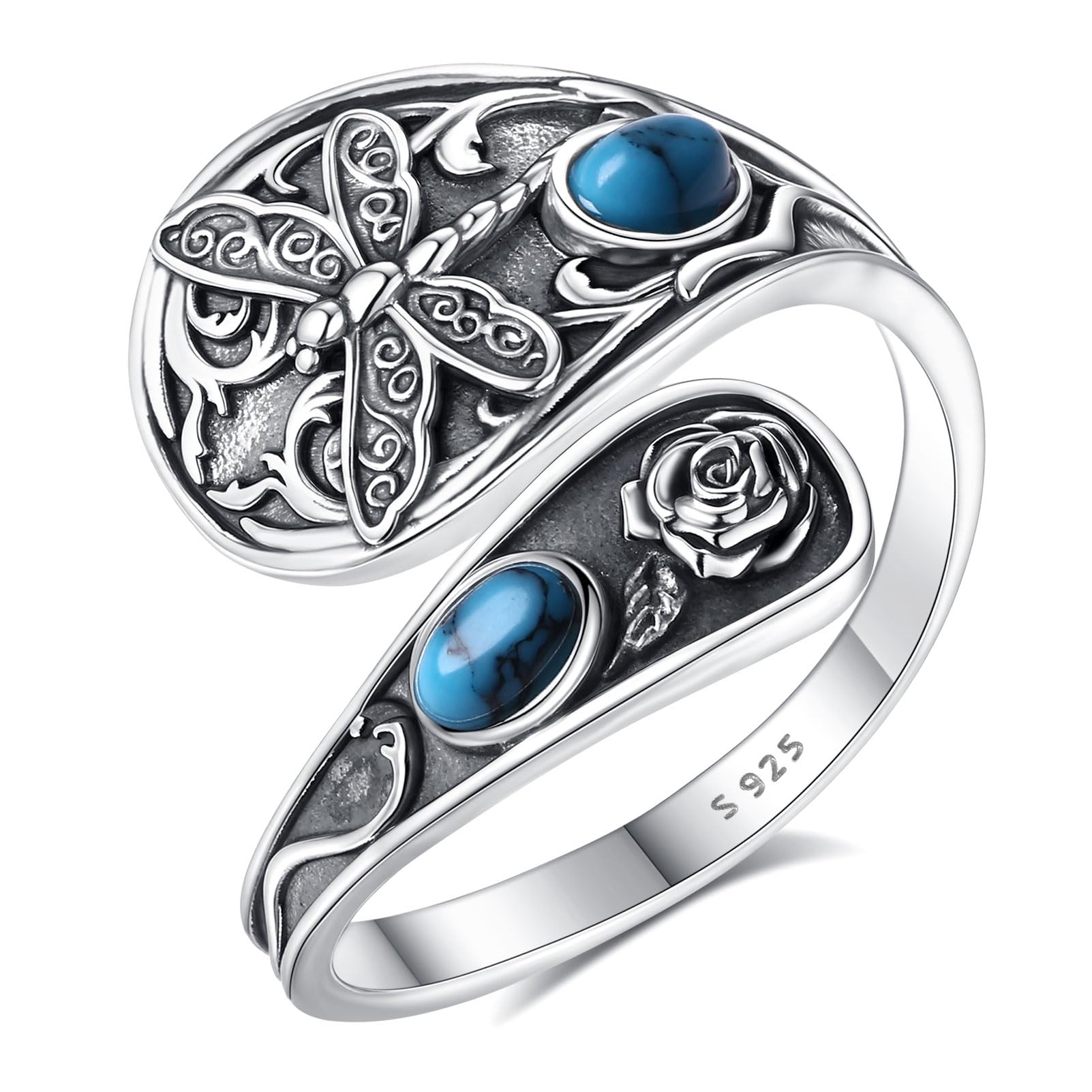 Bague loup viking argent 925 ajustable pour un style bohème chic - 8
