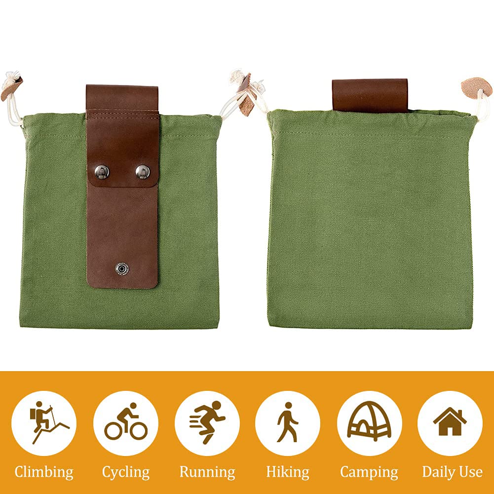 2-Pack Foraging Bags - Waxed Canvas Leather Belt Pouch For Hunting, Hiking, Gathering - View #2