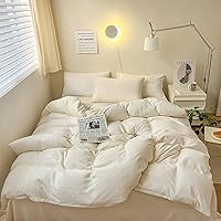 Vista 38 de Luxlovery Juego de edredón caqui beige, tamaño California King, unicolor, colchas suaves y transpirables