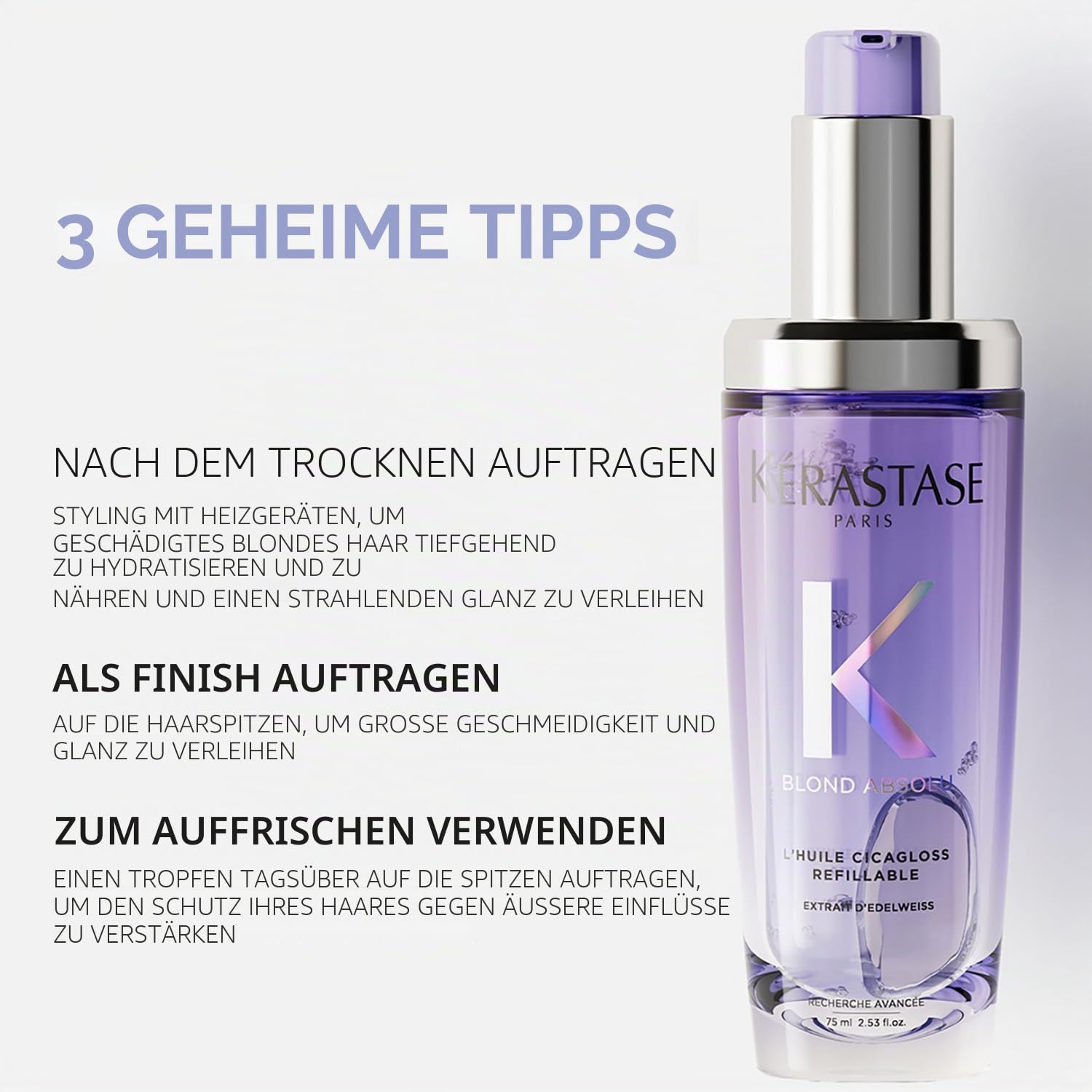 Blond Absolu Intensives Haaröl, leuchtend, nachfüllbar, für blondes Haar, 75 ml