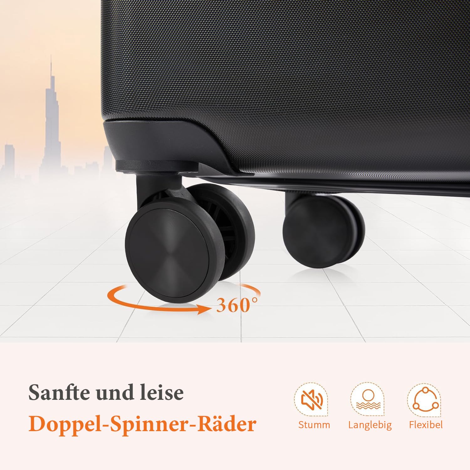 DUMOS 3tlg. Hartschalenkofferset Hard Shell Basic Hartschalenkoffer Trolley Koffer offerset Gepäck Reisekoffer Reisek Rollkoffer Schloss 4 Rollen Hartschale Teleskopgriff