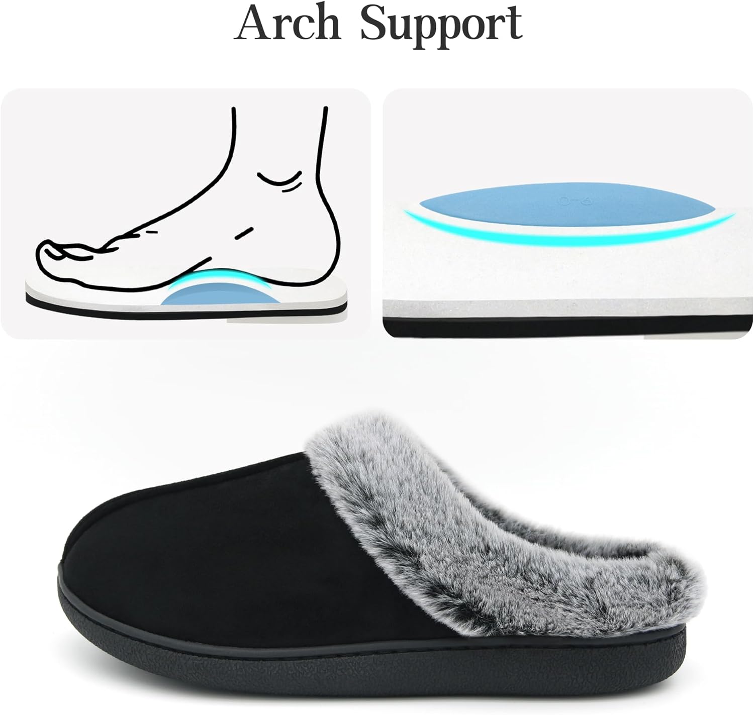 Jerzmy Fuzzy House Slippers for Women, Cushion Memory Foam Slippers Suede Faux Fur with Arch Support, Comfy Home Shoes for Indoor Outdoor Bedroom - Image 7