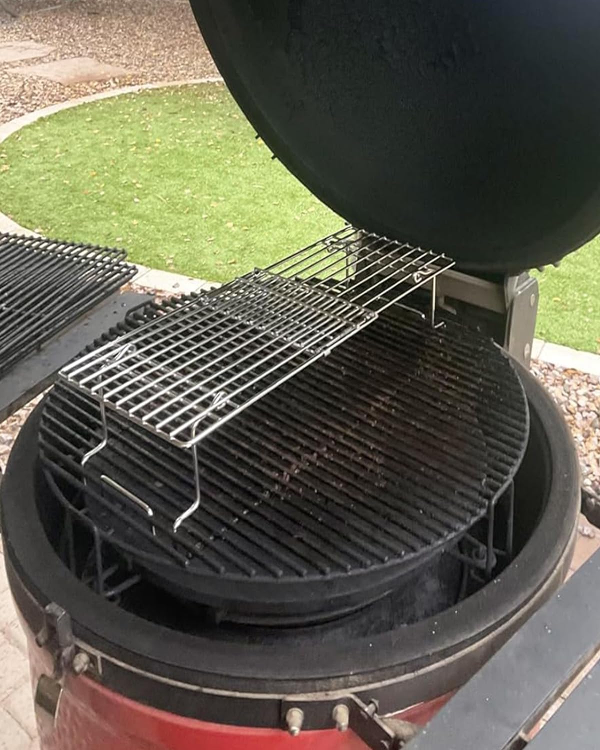 WELL GRILL Universal Edelstahl Warmhalterost für Weber Spirit & Genesis, Landmann, Burnhard, Taino, Charbroil, Rösle und die meisten Gasgrill, Einstellbar von 30cm bis 56,5cm Grill Warmhalter Zubehör