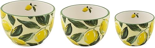 Miniatura 6 de Boston International Cuencos de cerámica para preparación de anidación, 3 tamaños, Bee Haven