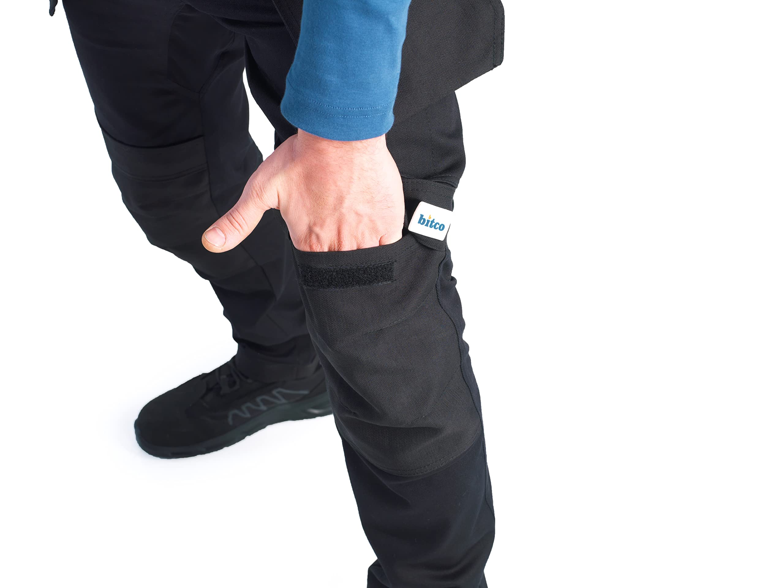 Bitco Arbeitshose – Cargo-Taschen, Wasser- & ölabweisend, Knietaschen für Knieschoner, elastisches Hauptmaterial, Flexible Einsätze, Cordura®-Verstärkungen