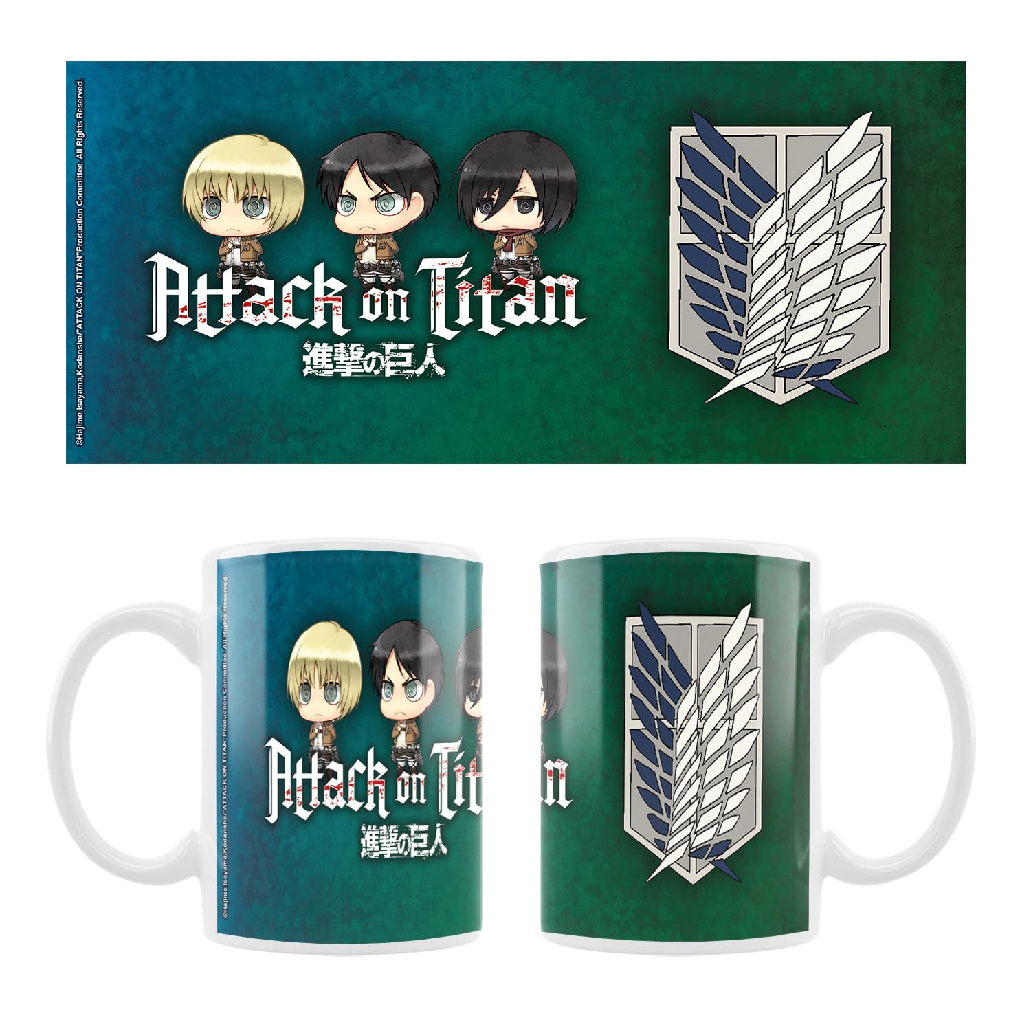 SAKAMI - Attack on Titan - Eren, Mikasa & Armin - Chibi Style - Mug - 320 ml - Original & Licensed
