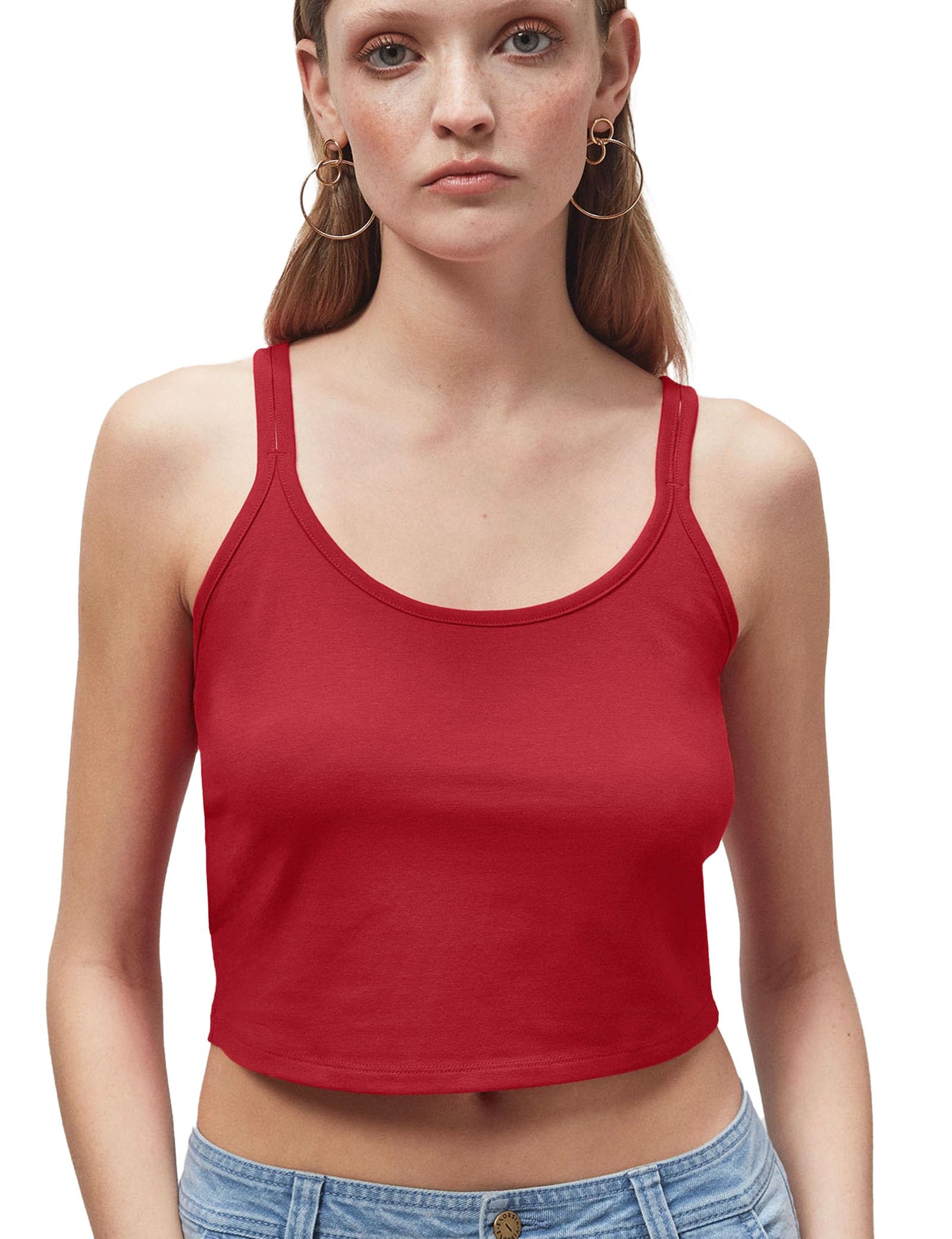 Enorsia Women's Red Cross Back Crop Cami - Uk 10