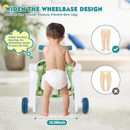 Miniatura 5 de Andador de empuje 6 en 1 para bebé, centro de actividades para aprender a caminar, sentarse a pararse, juguetes de empuje de aprendizaje temprano