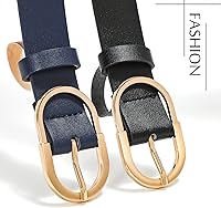 Vista 30 de VONMELLI Paquete de 3 cinturones de mujer para pantalones vaqueros, cinturón de vestir con hebilla dorada