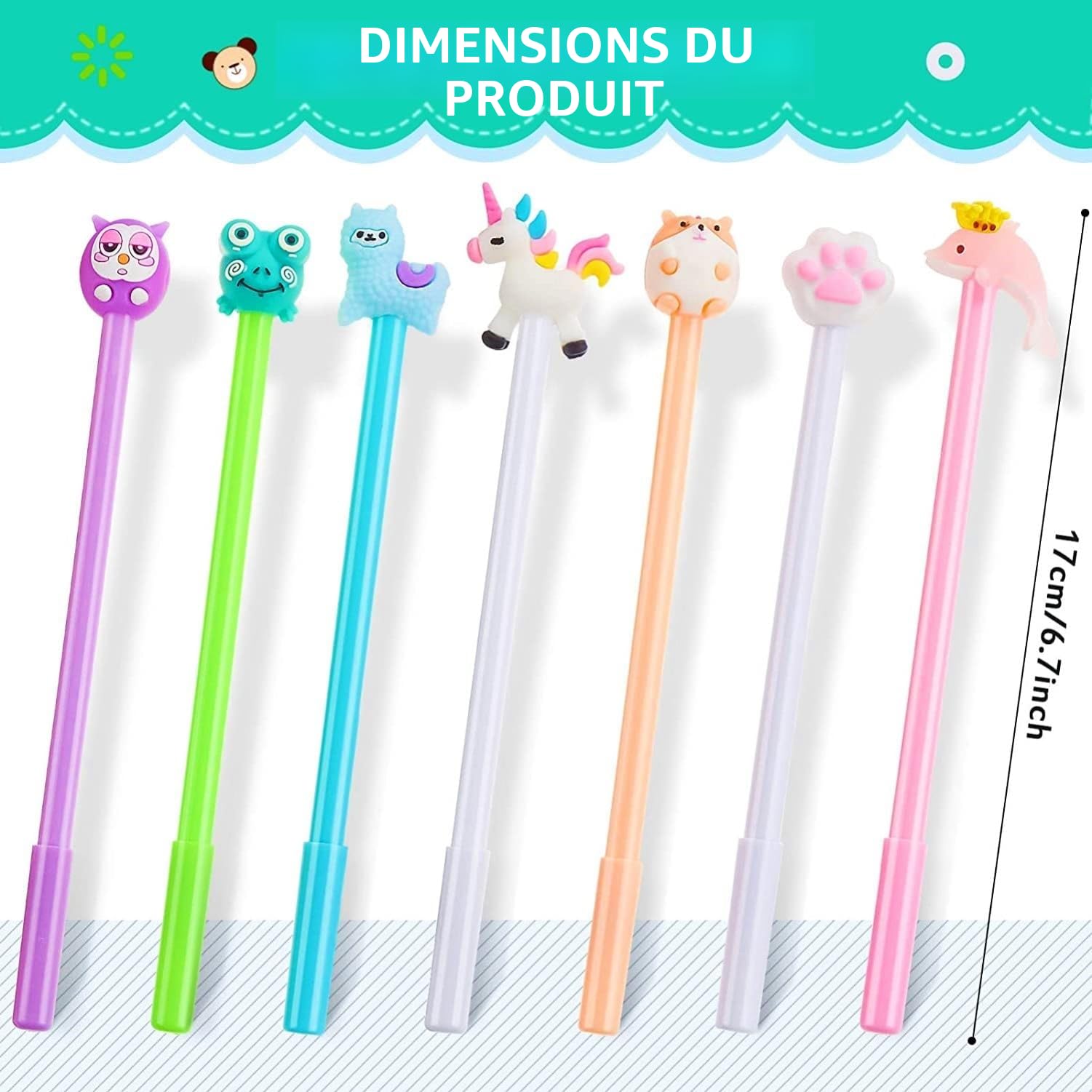 KAHEIGN 80 Pièces Stylos à Encre Gel de Dessin Animé, Styles Assortis Aléatoires Stylos à Encre Gel Mignons Encre Noire 0,5mm Stylos Sympas Stylo à Encres Gels Kawaii Amusants pour Bureau (17cm X 2cm)