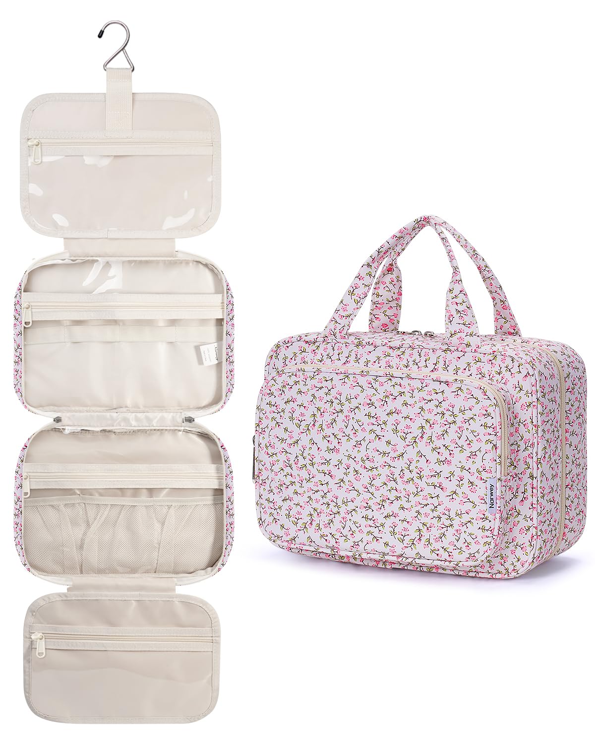 Narwey Bolsa de Aseo Bolsa de Maquillaje de Viaje Organizador de Cosmético Neceser Maquillaje para Mujeres y Niñas (Negro(Mediano)) — view 19