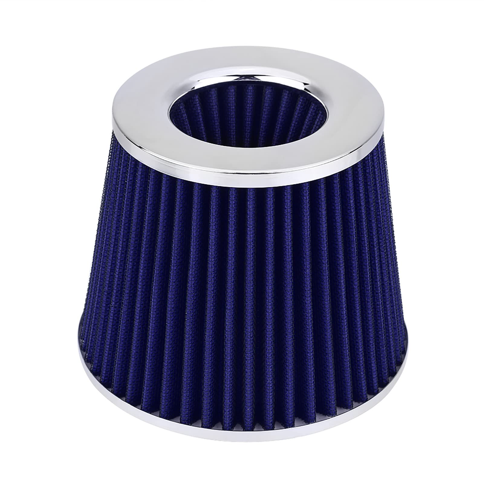 Universal Sportowy Filtr Powietrza, 76 mm, Zestaw Filtrów Wlotu Powietrza, Zestaw Filtrów Ssących Zimnego Powietrza z Wężem Aluminiowym, Niebieski