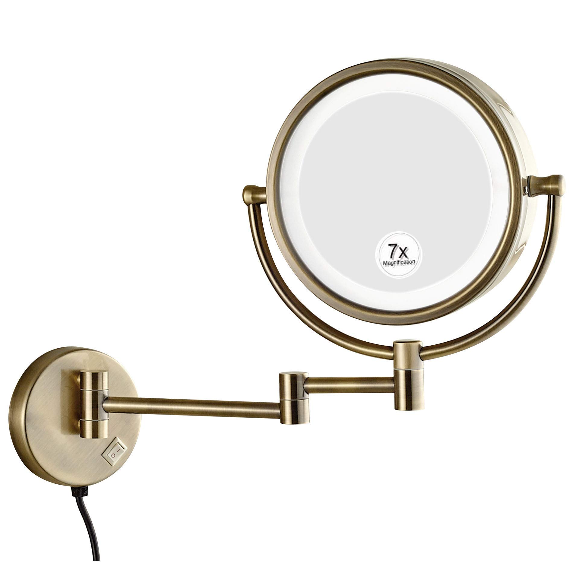 Miroir de maquillage pour salle de bain avec ventouse et col de cygne flexible