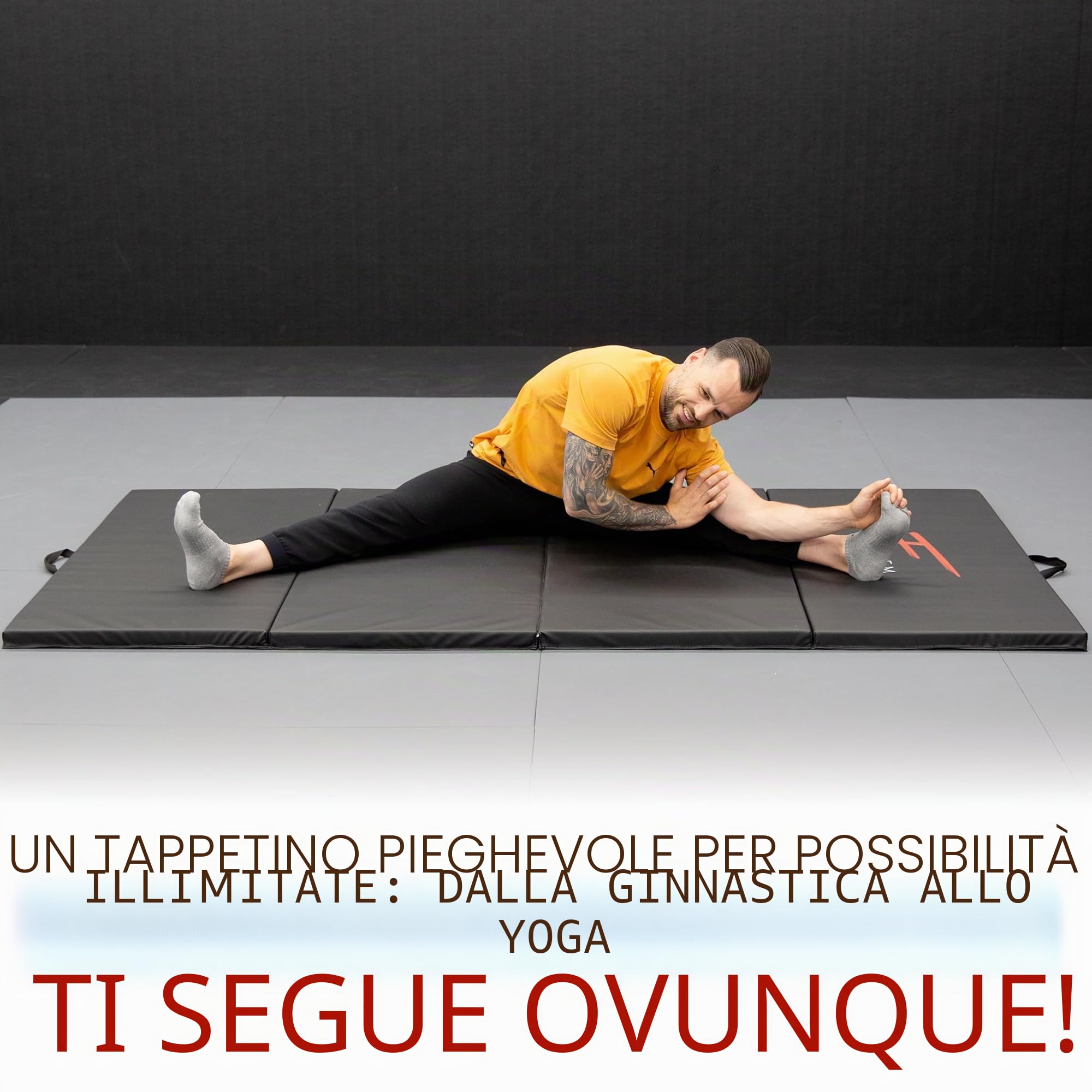 Fitem - Tappetino spesso pieghevole, alto di gamma, dimensioni: 240 x 120 x 4 cm o 180 x 60 x 4 cm, con maniglie di trasporto, per palestra, yoga, MMA, sport, ginnastica, fitness, pilates, esercizi per la muscolatura