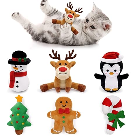 Christmas Catnip Toys Cat Chew Toy Bite Resistant Catnip Toys for Cats Catnip Filled Cat Teething Toy Festive Holiday Cat Lover Gift