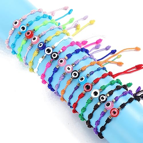 Miniatura 3 de Caiyao 2 pulseras de nudo de mal de ojo, hechas a mano, ajustable, multicolor, rojo, negro, rosa, cuerda con nudo de mal de ojo, buena suerte,