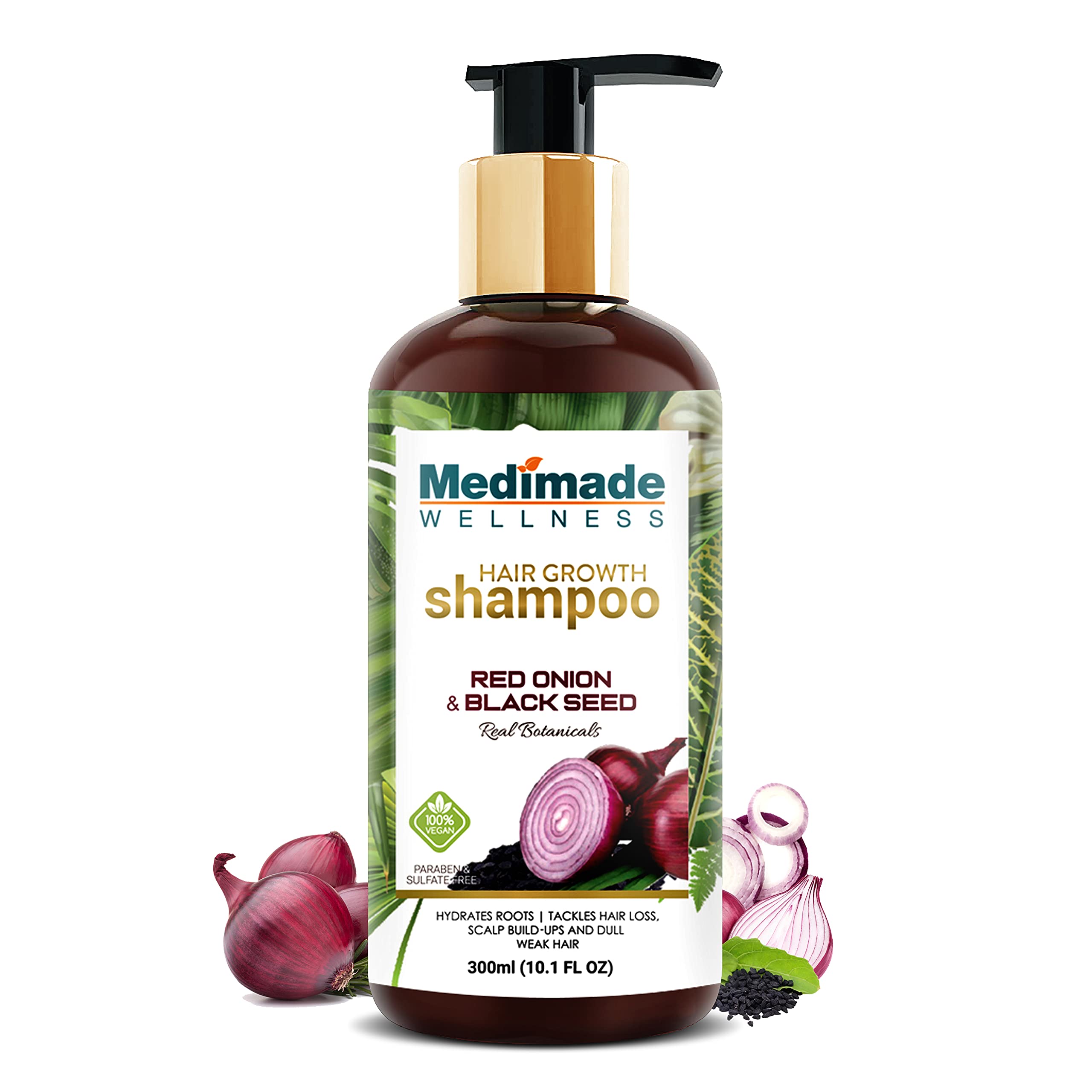 MedimadeRed Onion & Black Seed Shampoo for Men & Women- Parabens And Sulphate Free - 300 Ml