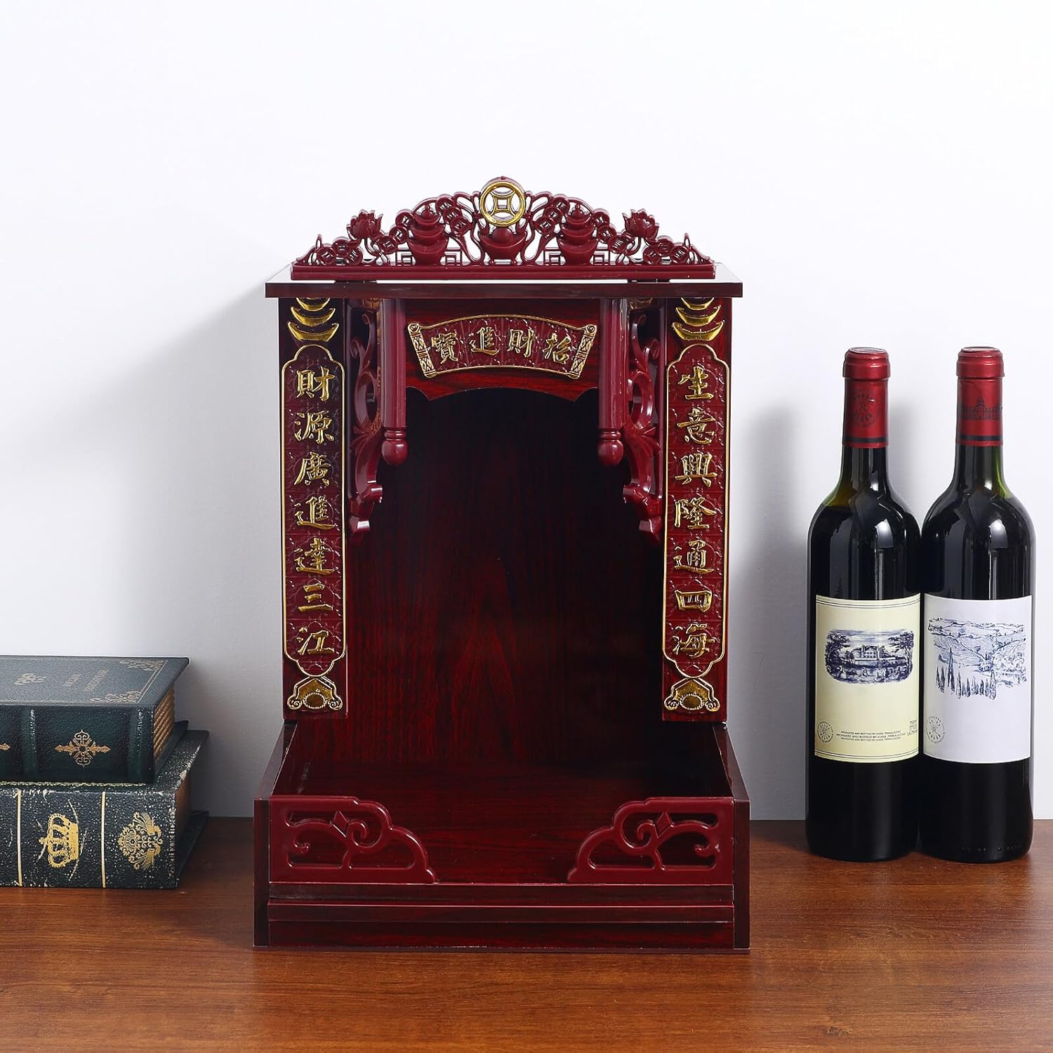 FUOYLOO Wall-Mounted Wood Buddhist Shelf for Buddha Statues up, Tabletop or Wall Hanging Buddha Stand Fine Craftsmanship